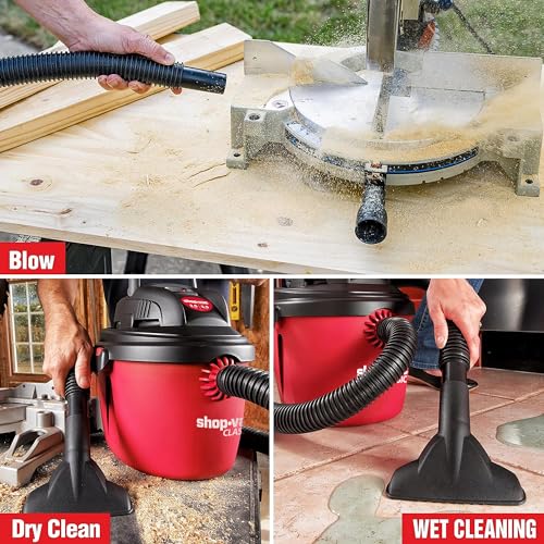 Shop-Vac 2.5 Gallon 2.5 Peak HP Wet/Dry Vacuum, Portable Compact Shop Vacuum with Collapsible Handle Wall Bracket & Multifunctional Attachments for Home, Jobsite. 2036000