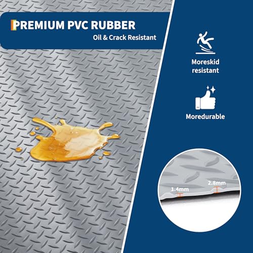 ExploreHorizon 7.5x20 FT Garage Floor Mat for Cars, 2.8mm Thickened PVC Non-Slip Garage Mat Roll, Diamond Plate Floor Protection for Indoor Use, Under SUV Truck Van Parking, Garage Floor Covering