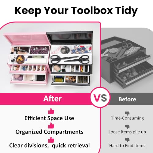 LUVCOSY 6 PCS Tool Box Organizer Tray for Kobalt 2-Drawer Mini Tool Box with Friction Slide (OLD Version), Tray Storage for Kobalt Tool Box, Toolbox Organization Accessories (Box NOT Included)