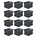 Sterilite Stackable Plastic Storage Crate Bin Organizer File Box with Handles for Home, Office, Dorm, Garage, or Utility Organization, Black, 12-Pack
