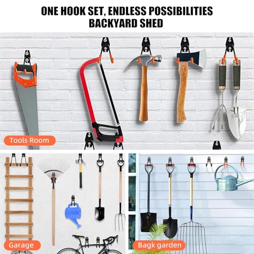 CRXCRC Garage Hooks, 4 Pack 7.7inch Large Square Wall Hooks for Hanging Heavy Duty Ladders, Bikes, Tools Ideal for Garage, Garden, Basement Utility Room Storage (Black)