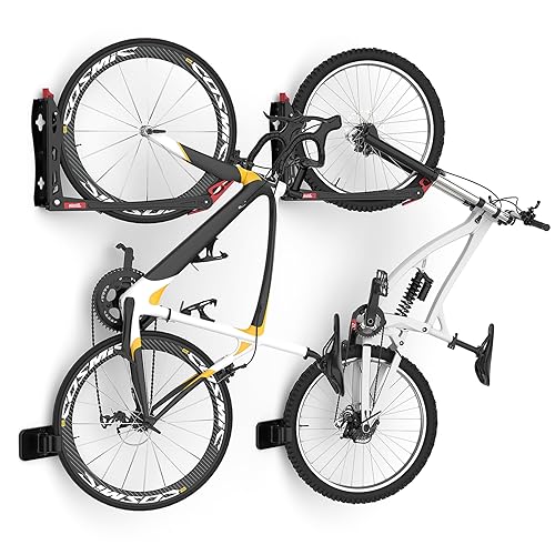 TORACK BIKEPAL Space Saving Wall Mounted Swivel Bike Racks, Vertical Bike Wall Hangers for Garage Storage Solution (2 Pack)