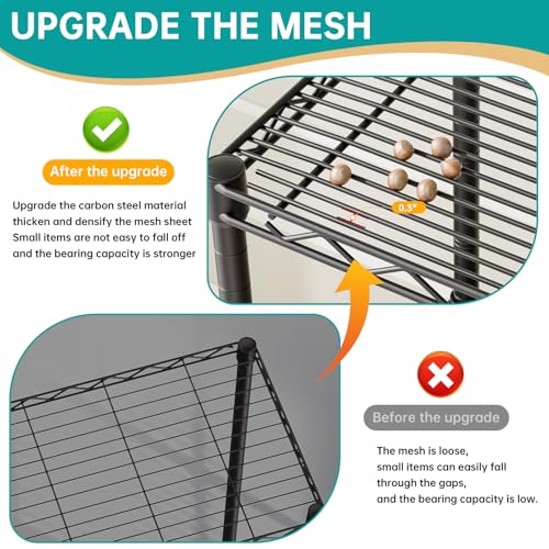 SINGAYE Metal Shelves Wire Shelving：Storage Rack Standing Units Shelf for Kitchen Laundry Bathroom Closet Organizers Pantry Narrow Mesh Adjustable 10" D x 16" W x 55" H Black