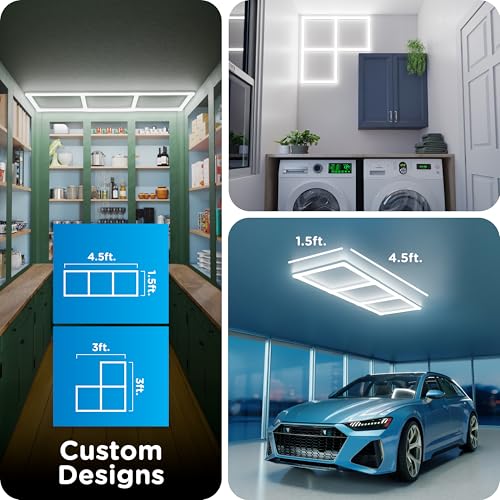 Enbrighten Ultrabrite Garage Lights, 10 Pack, 3 Rex, LED Gym Lighting, 10,000 Lumens, Dimmable with Remote, 5000K Bright White, Plug‑in or Hardwire, Hex Style, ETL Certified, 85814