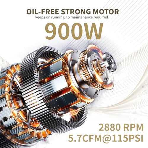 MZB 6.4 Gallon Ultra Quiet Air Compressor 110V/60Hz Steel Tanks Oil-Free 70dB Noise Level Air Compressor with Wheels for Spray Painting, Auto Repair, Carpentry Decoration