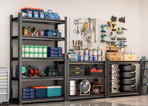 PRESTELION Garage Shelving 40" W Storage Shelves 3000LBS Heavy Duty Metal Shelving Unit 5 Tier Adjustable Shelf for Kitchen Warehouse Pantry Basement, Black (Black, 72" H x 40" W x 16" D, 5-Tier)