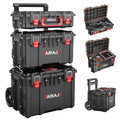 Rolling Tool Box with Wheels Heavy Duty,Modular Stackable Tool Box Organizer,Waterproof Toolbox for Hand/Power Tools,Removable Divider/Parts Box,All-terrain Durable Wheels,Telescopic Pull Rod Handle