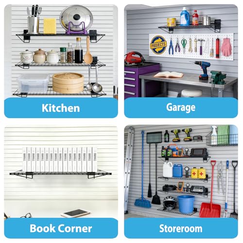 GMSXCC Slat Wall Shelves Accessories - 24 Inch Slatwall Wire Shelf Heavy Duty Storage Garage Shelving Wall Mounted (6 Pack)