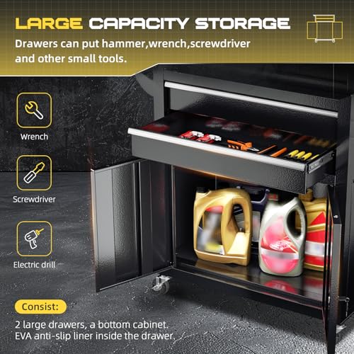 Omelaza 8-Drawer Rolling Tool Chest with Lock, Detachable Tool Cabinet Cart with Wheels, High-Capacity Mechanic Tool Organizer for Garage Workshop Warehouse Storage