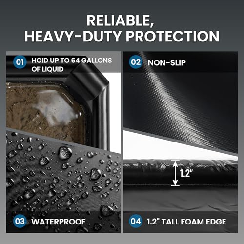 DremGara 7'9" x 18' Heavy-Duty Garage Floor Mat - 610GSM Commercial-Grade PVC Containment Mat with 1.2" Raised Edges to Trap Water, Mud, Snow & Oil, Waterproof Garage Floor Mat for Cars, Non-Slip