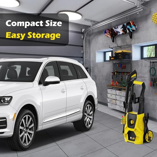 5000PSI PressureWasher PowerWashers 4 Quick Connect Nozzles and Foam Cannon for Cars Driveways Patios Fences