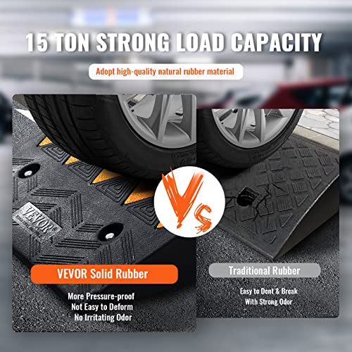 VEVOR Rubber Curb Ramp 5" Rise Height 2 Pack, Heavy-Duty 33069 lbs/15 T Capacity Threshold Ramps, Rubber Driveway Ramps for Cars, Carts, Dollies, Motorcycle, Bikes, Wheelchairs