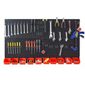 Ultrawall Pegboard Wall Organizer, Black Metal Pegboard Panels, Garage Storage System with Hooks and Storage Bins, 59pcs