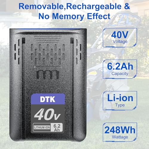 DTK Replacement for Kobalt 40V Battery 6200mAh Cordless Power Tool Battery KPM1040A-03, KM-1640-06, KM 4040-06,2 Packs