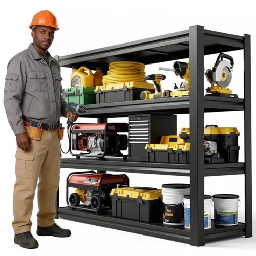 KILISTEELS 45" W Garage Shelving Heavy Duty, 2400LBS Loads Adjustable Garage Storage Shelves,4-Tier Metal Storage Racks and Shelving Units, Utility Rack Shelves,45" W x 18" D x 54" H,Black