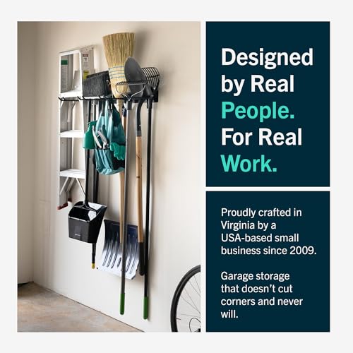 StoreYourBoard 72" Garage Tool Organizer Wall Mount | Garden Tool Organizer System | Heavy Duty Garden Tool Storage Rack for Yard Tools Rakes Shovels 500lbs Garage Organization | 8 PVC Coated Hooks