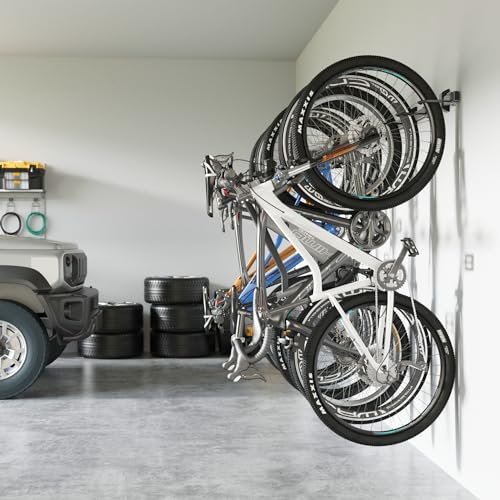 monTEK Enhanced Garage Bike Rack, Adjustable 6 Bike Hangers for Garage, Equipped with 78.5in Extended Rail to Accommodate Various Bicycle Sizes, Heavy-Duty Steel Bike Wall Mount, Max Capacity 330 lbs