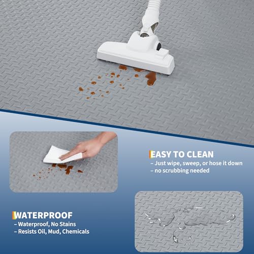 ExploreHorizon 7.5x20 FT Garage Floor Mat for Cars, 2.8mm Thickened PVC Non-Slip Garage Mat Roll, Diamond Plate Floor Protection for Indoor Use, Under SUV Truck Van Parking, Garage Floor Covering