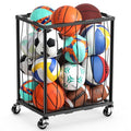 TomCare Garage Ball Rolling Storage Rack Large Capacity Basketball Holder with Elastic Rope [Hold 12-15 Balls][Easy to Take] Garage Sports Equipment Organizer cart with Wheels for Home, Outdoor Use