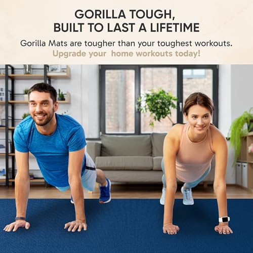 Gorilla Mats Large Exercise Mat – 7' x 5' x 1/4" – Ultra Durable Thick Workout Mat for Home Gym Flooring – Non-Slip, Flat, Fitness, Yoga & Weight Lifting Floor Mat – Shoe Friendly