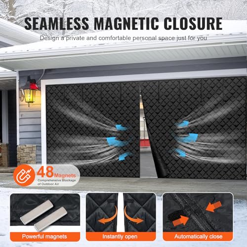 VEVOR Garage Door Screen for Winter, 18x7FT Garage Door Insulation Kit, Magnetic Thermal Insulated Garage Door Cover Curtains with Enhanced Weighted Bottom, Waterproof Windproof Soundproof