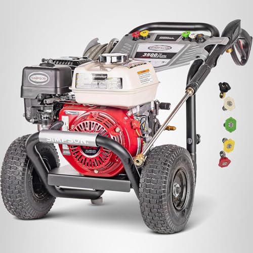 Simpson 3500 PSI Gas Pressure Washer, 2.5 GPM Commercial Power Washer, Honda Engine, Cold Water, 25' Hose, PowerShot, 49-State Compliant (PS3228)