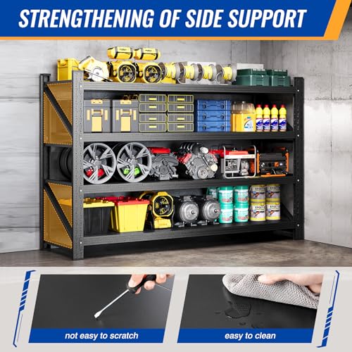 BYNSOE 71" W Garage Shelving Storage Shelves 5000LBS Metal Heavy Duty Garage Shelves Units Adjustable Storage Shelves for Industrial, Factory,71" W X 24" D X 69" H