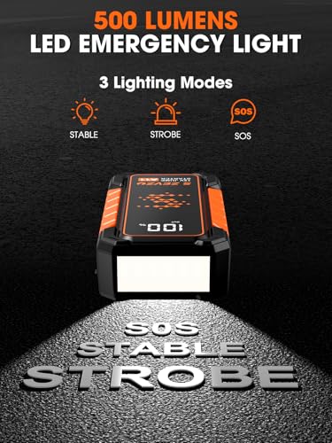 S ZEVZO A11 Jump Starter, Upgraded 5000A Car Battery Jumper Starter Portable (10.0L Gas & 7.0L Diesel Engines) with Booster 12V Lithium Jump Box with USB Charger, LCD Display, Flashlight, and Case