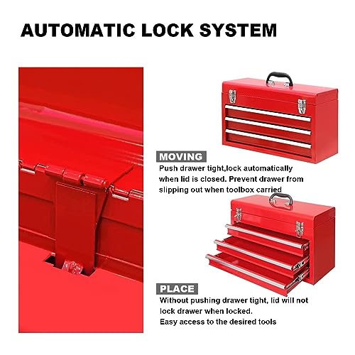BIG RED TAMPK133-XB Torin Portable Tool/Garage Storage Box: Ergonomically Designed for Garage, Home, Office, Warehouse, Gym, School - Red