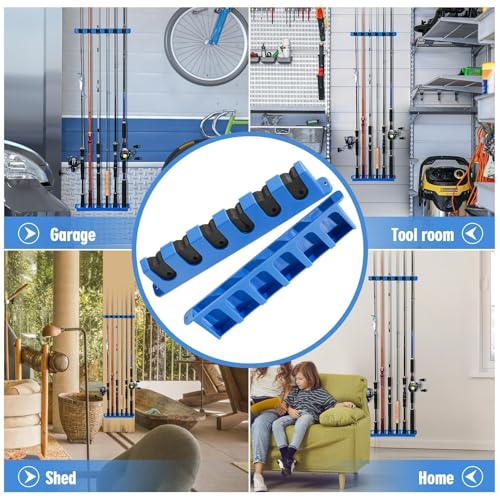 DZrudun Vertical Fishing Rod Holder for Garage Wall Mounted - 6 Rods Fishing Pole Storage Rack with Damage-Free EVA Grip, Interlocking Fishing Pole Holders for Garage Organization, Best Fish Gifts Men