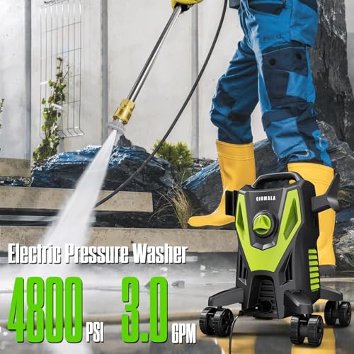 QIOMALA 4800PSI PowerWasher with 4 Quick Connect Nozzles, Foam Cannon for Car, Lane, Patio Cleaning