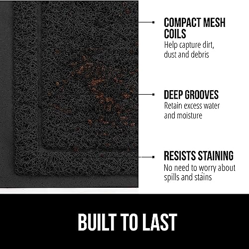 GORILLA GRIP Dirt Grabber Indoor Outdoor Door Mat, 35x23, Durable Mesh Weave Dirt Trapper Doormat for Outside Entrance, High Traffic Mud Scraper, Low Profile for Entry, Heavy Duty Welcome Mat, Black