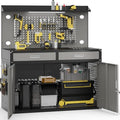 65" Heavy Duty Workbench with Drawers and Lockable Storage Cabinet- 2500 LBS Capacity Work Bench with Pegboard,Work Table with Adjustable LED Light for Garage,Workshop and Repair Shop