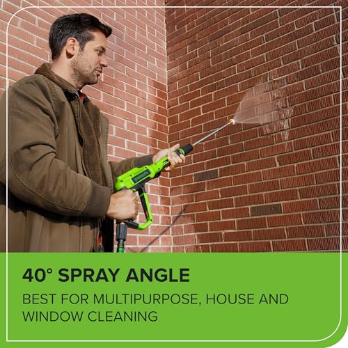 Greenworks 2100 PSI (1.2 GPM) Electric Pressure Washer (25°, 40°, Turbo Nozzle, Soap Applicator) for Use On Decks, Fences, Concrete Patios, Sidewalks & More. Medium-Duty
