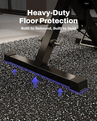AIRHOP 0.79in Thick 48 Sq Ft Exercise Equipment Mats, 12 Tiles Upgraded Rubber Top with High Density EVA Foam, Large Interlocking Puzzle Gym Flooring for Home Gym, Heavy Weight Workout,Black & White