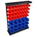 47-Bin Garage Organization Rack (15 Large, 32 Small) - Tabletop or Wall Mount Steel Rack with Removable Stackable Garage Storage Bins, Small Parts Organizer for Hardware or Office Supplies by Stalwart