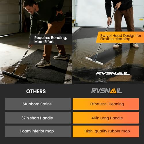 RVSNAIL Garage Floor Mat, 7'9''x18' Heavy Duty 1.2inch Thick Containment Mats, Waterproof PVC Matwith High Elastic Sponge Column, Non-Slip Surface, Parking Mat with a Squeegee