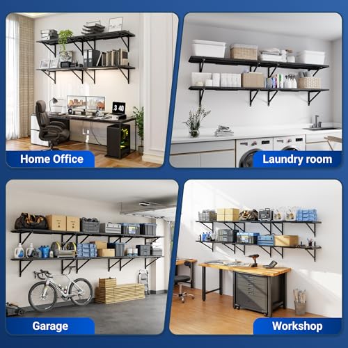 FLEXIMOUNTS 2-Pack 1x3ft Wall Mounted Garage Shelving, 14x38-inch