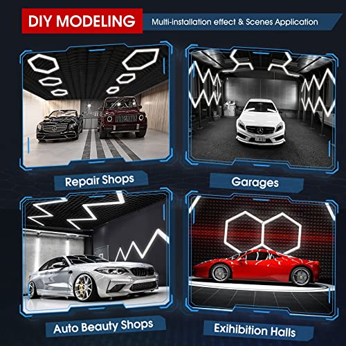 LZHOME Updated Hexagon Garage Light: 79200LM Super Bright Hexagon Garage LED Light, 5000K Natural White, 72 Packs LED Light Car Detailing Ceiling Lights for Warehouse Basement Gym Barbershop Salon