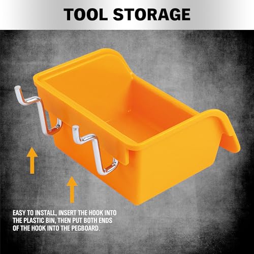 ELEAD Pegboard Bins Organizer Set 12-Pack - Durable Storage Tray for Screws, Nuts, Bolts, Hardware, Crafts, Accessories | Fits Standard Pegboards | 16 Labels for Garage Workshop Craft Room