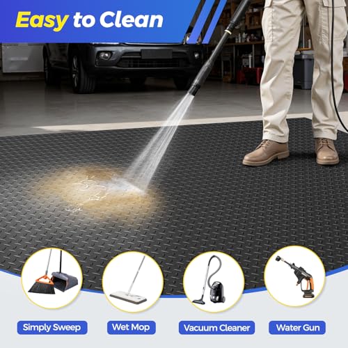 AHUAWA 7.8x20 FT Heavy Duty Garage Floor Mat, 2.8mm Thickened Garage Flooring Diamond Plate Rubber Garage Floor Mats for Under Car, Garage Mat for Garage, Workshop, Enclosed Trailer