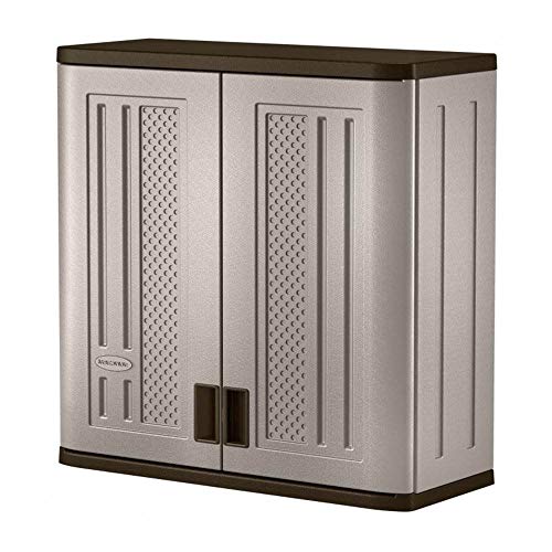 Suncast 2 Pack 4 Cubic Feet Resin Single Shelf Garage Wall Storage Cabinet, Platinum