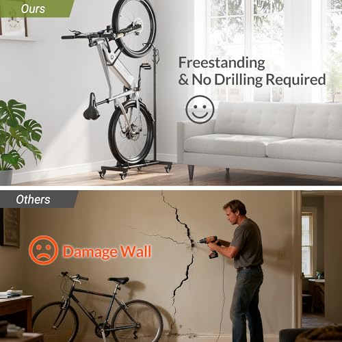 Sttoraboks Vertical Bike Parking Stand - Adjustable Height for 29"Wheels, Space-Saving & Freestanding Bike Rack for MTB/Road Bikes,No-Drill Installation Indoor Bike Storage for Apartments & Garages