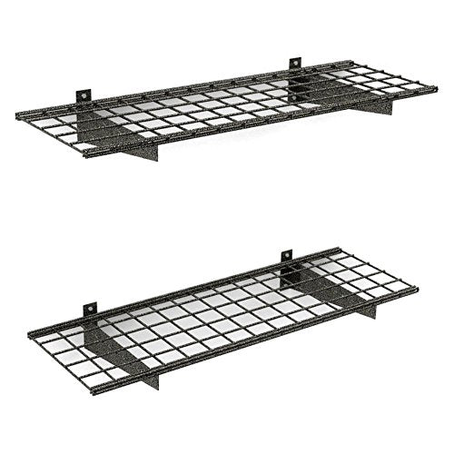Hyloft Heavy Duty Steel Garage Wall Shelving, 45 in. x 15 in. Metal Wall Shelves for Garage Storage, Low-Profile Brackets, Max Shelf Load 200 Pounds, 00651, 2-Pack, Hammertone