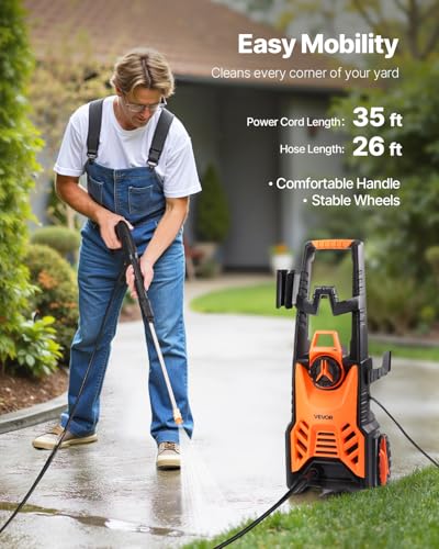 VEVOR Electric Pressure Washer, Max 4500 PSI 3.2 GPM, High-Power Cleaner with Foam Cannon & 4 Nozzles for Driveways, Cars, Fences, Patios, Home Cleaning