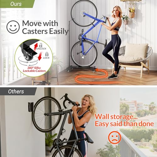 Sttoraboks Vertical Bike Parking Stand - Adjustable Height for 29"Wheels, Space-Saving & Freestanding Bike Rack for MTB/Road Bikes,No-Drill Installation Indoor Bike Storage for Apartments & Garages