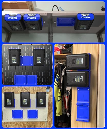 4 Pack Battery Holder Wall Mount Compatible with Kobalt 40V Batteries - Secure Storage Organizer for Kobalt 40V Power Tool Batteries, Garage Wall Mount Storage