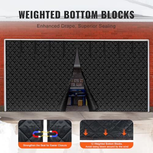 VEVOR Garage Door Screen for Winter, 18x7FT Garage Door Insulation Kit, Magnetic Thermal Insulated Garage Door Cover Curtains with Enhanced Weighted Bottom, Waterproof Windproof Soundproof