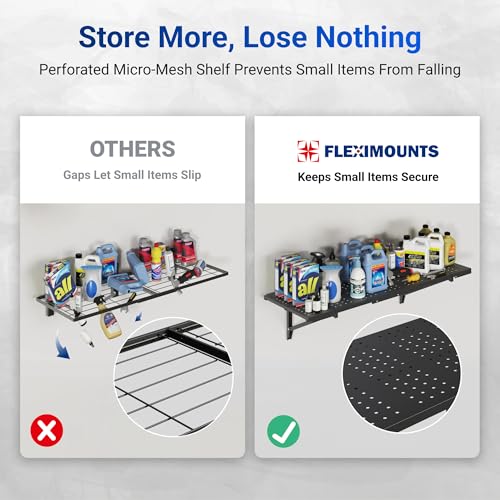 FLEXIMOUNTS 2-Pack 1x3ft Wall Mounted Garage Shelving, 14x38-inch