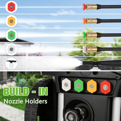 Imdot Heavy Duty 5000PSI 4.0GPM Electric Pressure Washer with 33FT Hose, 4 QC Nozzles for Cars/Fences/Patios/Home Cleaning, Deep Green